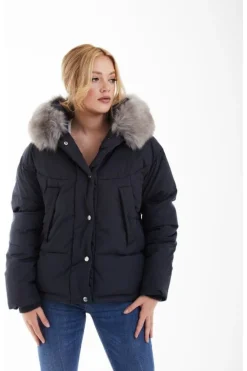 Women Double Second Grey Oversized Dip Back Puffer