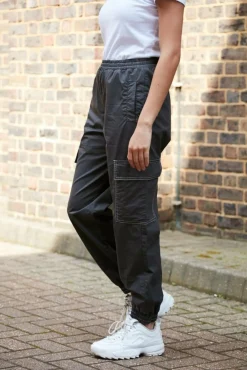 Women Double Second Grey Washed Cargo Trouser