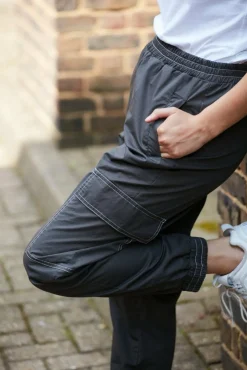 Women Double Second Grey Washed Cargo Trouser