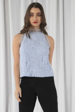 Women Double Second Halter Neck Lace Top