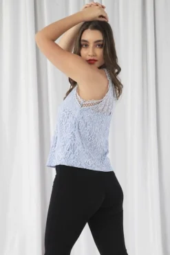 Women Double Second Halter Neck Lace Top
