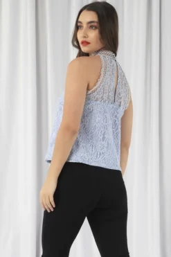 Women Double Second Halter Neck Lace Top