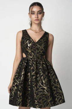 Women Double Second Jacquard Cut Out Skater Dress
