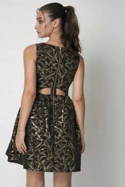 Women Double Second Jacquard Cut Out Skater Dress
