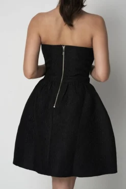 Women Double Second Jacquard Strapless Skater Dress