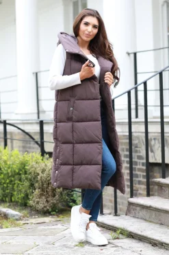 Women Double Second Long Lux Wrap Gilet Puffer