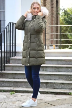 Women Double Second Long Puffer With Fur Collar
