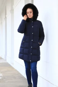 Women Double Second Long Puffer With Fur Collar