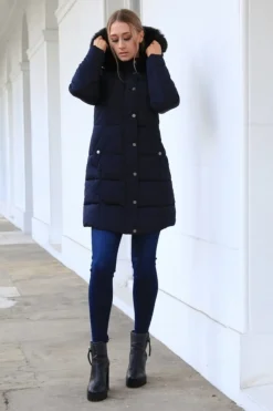Women Double Second Long Puffer With Fur Collar