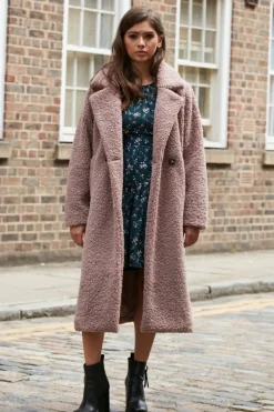 Women Double Second Longline Fur Teddy Coat