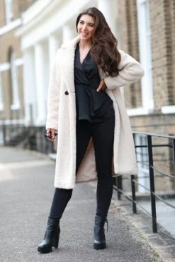 Women Double Second Longline Fur Teddy Coat