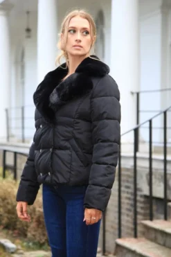 Women Double Second Lux Fur Collar Puffer Coat
