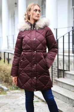 Women Double Second Lux Satin Long Puffer Coat