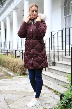 Women Double Second Lux Satin Long Puffer Coat