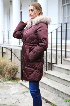 Women Double Second Lux Satin Long Puffer Coat