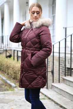 Women Double Second Lux Satin Long Puffer Coat