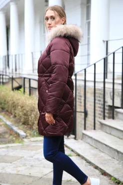 Women Double Second Lux Satin Long Puffer Coat