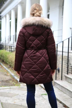 Women Double Second Lux Satin Long Puffer Coat