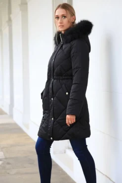 Women Double Second Lux Satin Long Puffer Coat