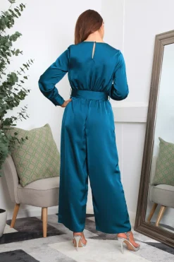 Women Double Second Lux Satin Wrap Jumpsuit