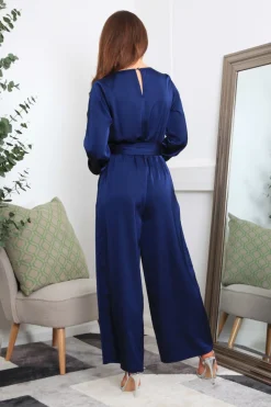 Women Double Second Lux Satin Wrap Jumpsuit