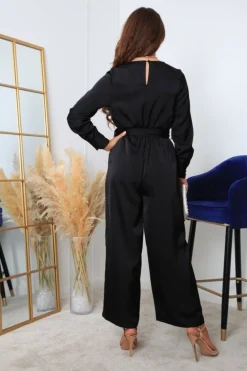 Women Double Second Lux Satin Wrap Jumpsuit