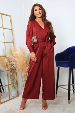 Women Double Second Lux Satin Wrap Jumpsuit