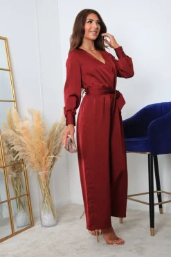 Women Double Second Lux Satin Wrap Jumpsuit