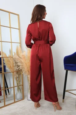 Women Double Second Lux Satin Wrap Jumpsuit