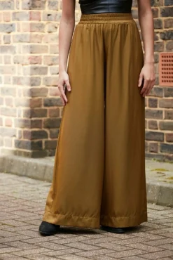 Women Double Second Olive Lux Wide Leg Trousers