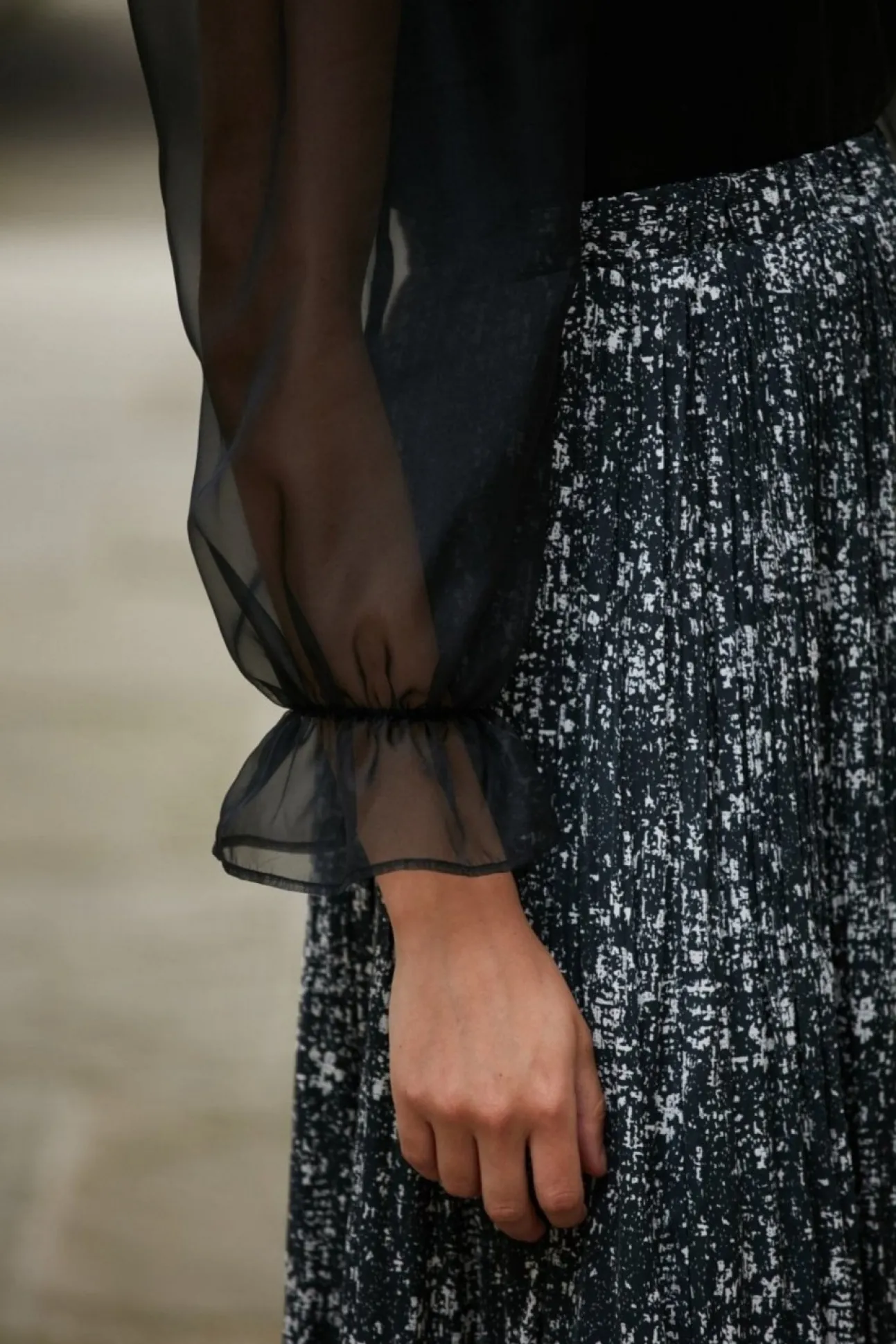 Women Double Second Organza Puff Sleeve Satin Top