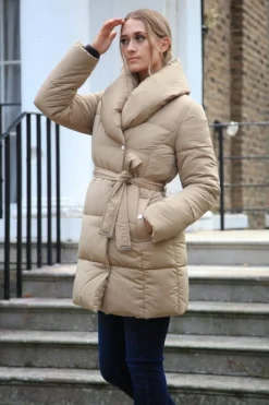 Women Double Second Padded Collar Wrap Puffer