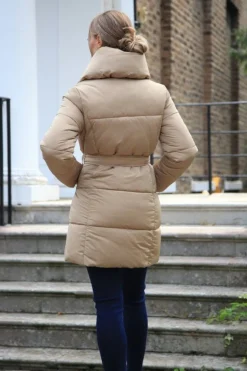 Women Double Second Padded Collar Wrap Puffer