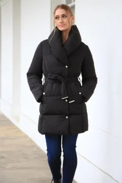Women Double Second Padded Collar Wrap Puffer