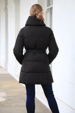Women Double Second Padded Collar Wrap Puffer