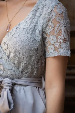 Women Double Second Pale Lace Wrap Playsuit