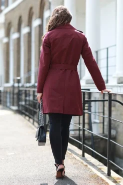 Women Double Second Plum Fitted Trench Coat