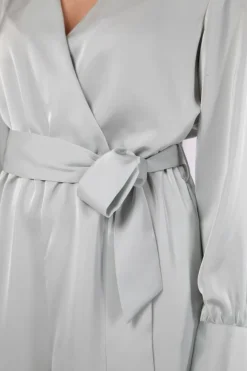 Women Double Second Sage Lux Satin Wrap Jumpsuit