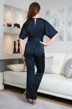 Women Double Second Satin V-Neck Jumpsuit