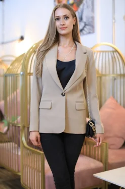 Women Double Second Single Button Fitted Blazer