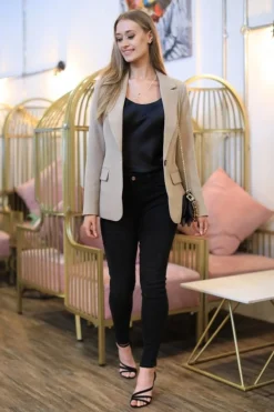 Women Double Second Single Button Fitted Blazer