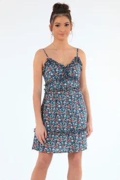 Women Double Second Strappy Dress With Double Frills