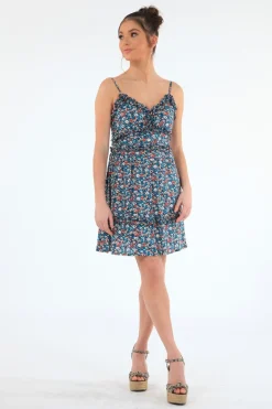 Women Double Second Strappy Dress With Double Frills