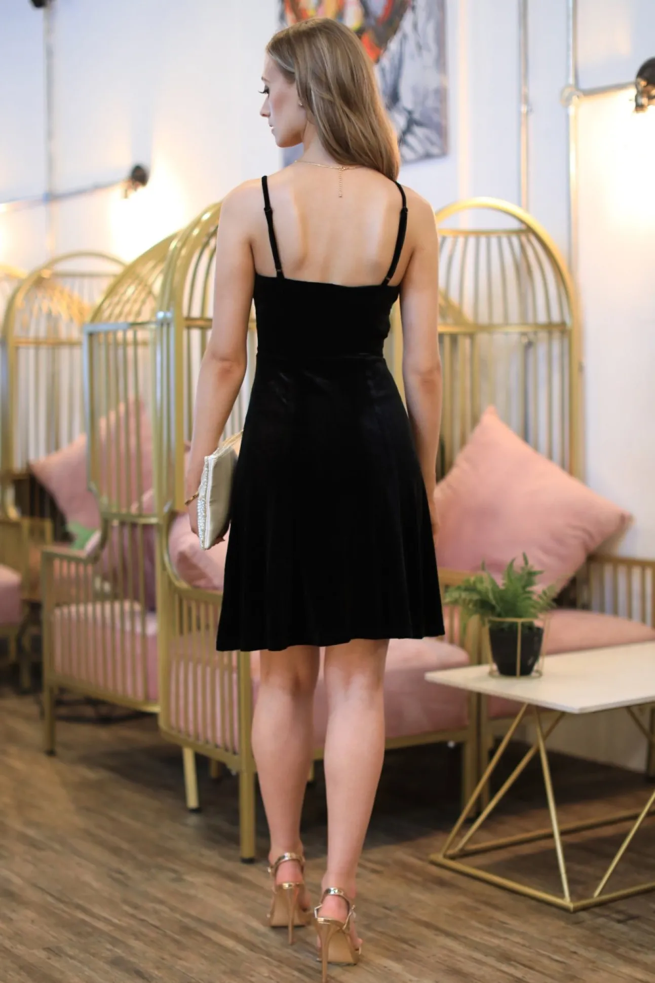 Women Double Second Sweetheart Neck Velvet Skater Dress