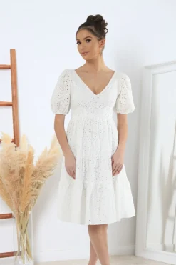Women Double Second Tiered Broderie Dress