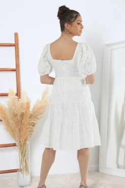 Women Double Second Tiered Broderie Dress
