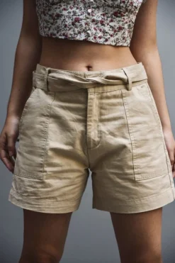 Women Double Second Utility Beige Shorts