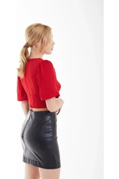 Women Double Second Vegan Leather Skirt