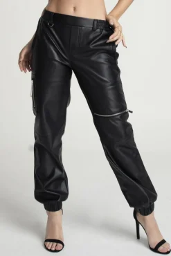 Women Double Second Vegan Leather Utility Trousers