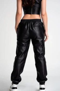 Women Double Second Vegan Leather Utility Trousers